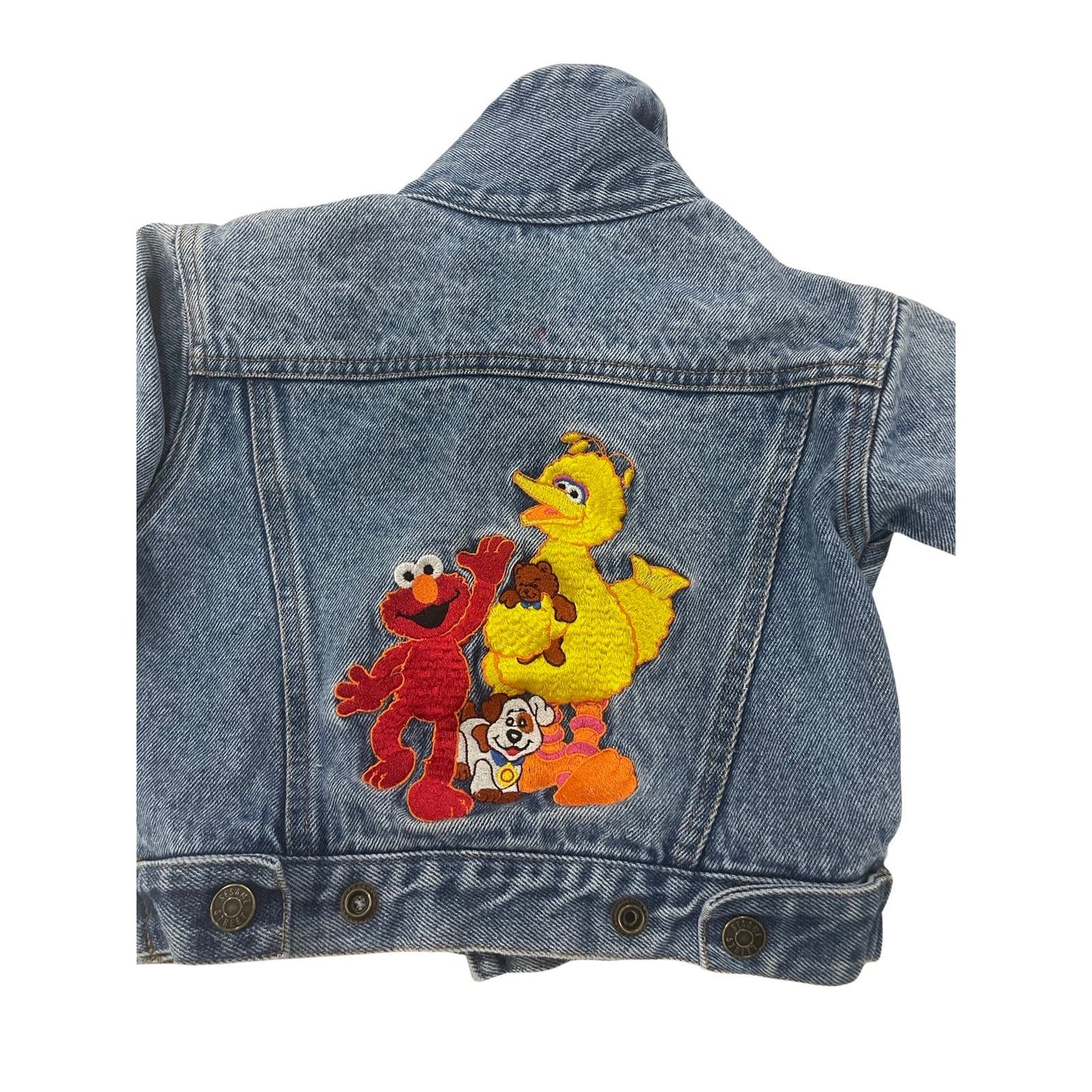 Vintage Sesame Street Big Bird & Elmo Denim Toddler Jacket