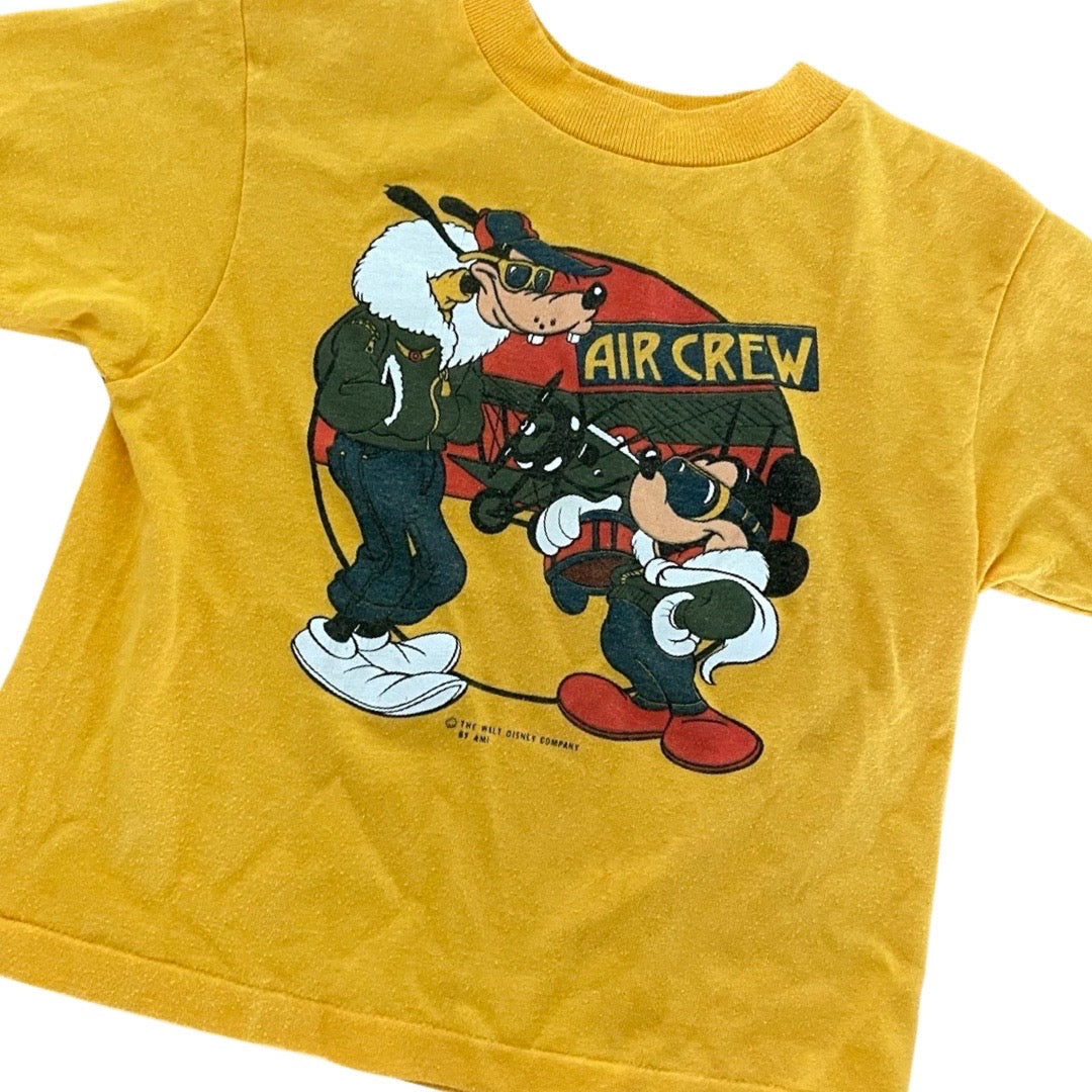 Vintage Disney Kids Single Stitch Tee "Air Crew" with Pluto and Mickey