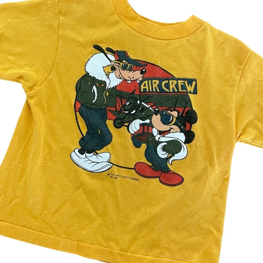 Vintage Disney Kids Single Stitch Tee "Air Crew" with Pluto and Mickey