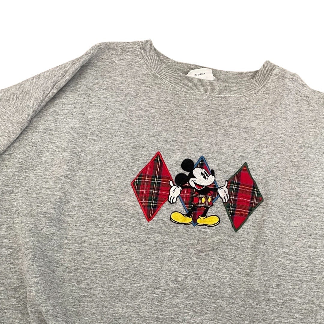 Vintage Disney Sweatshirt with Tartan Plaid Mickey Mouse