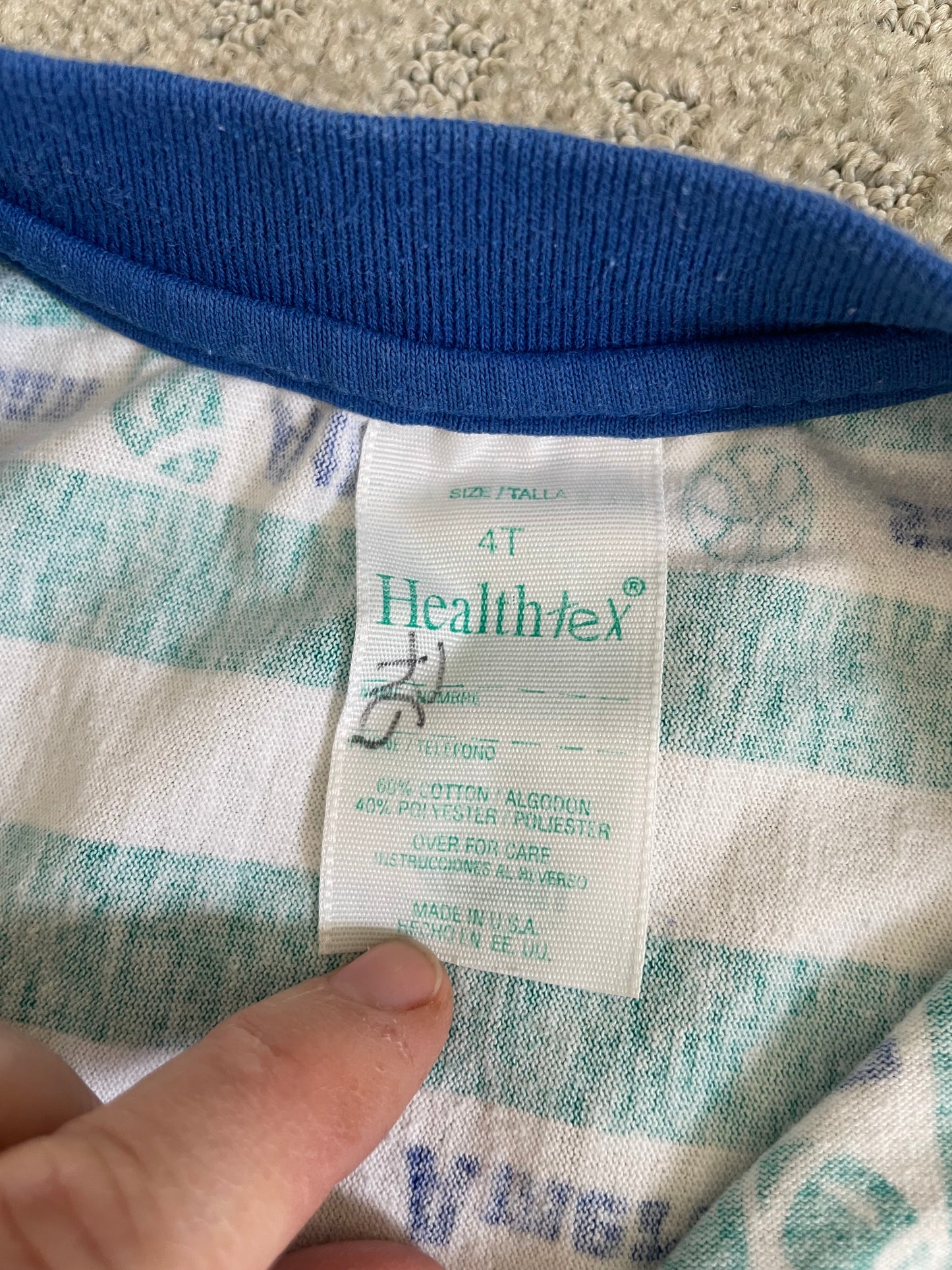 Vintage Healthtex Sriped Text Long Sleeve Tee