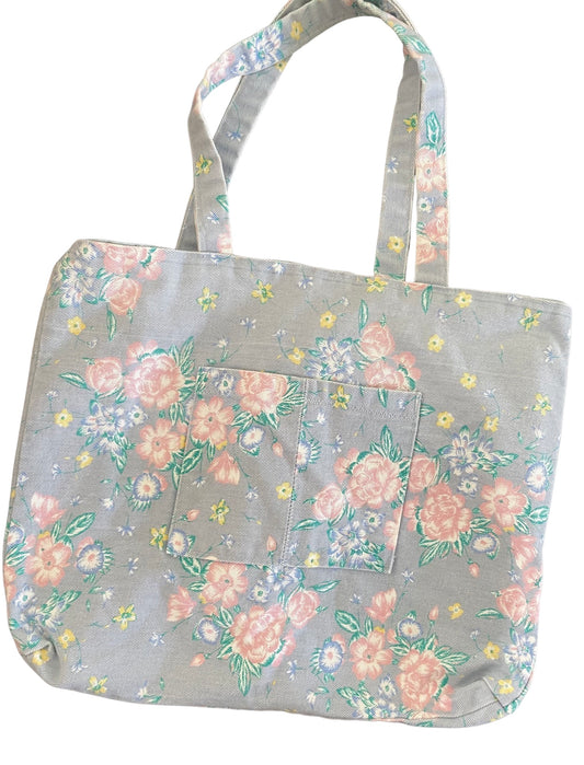 Vintage Handmade Floral Print Tote